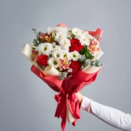 Букет с хризантемами &laquo;Красный бархат&raquo;